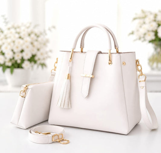 TWO PIECE WHITE TOTE BAG