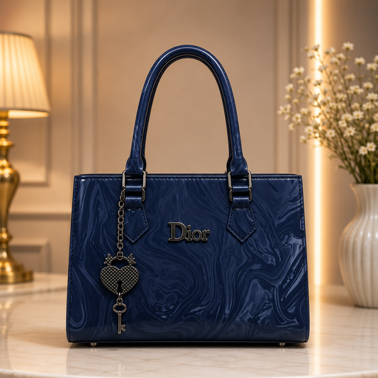 MARBLE GLOSSY TOTE HANDBAG