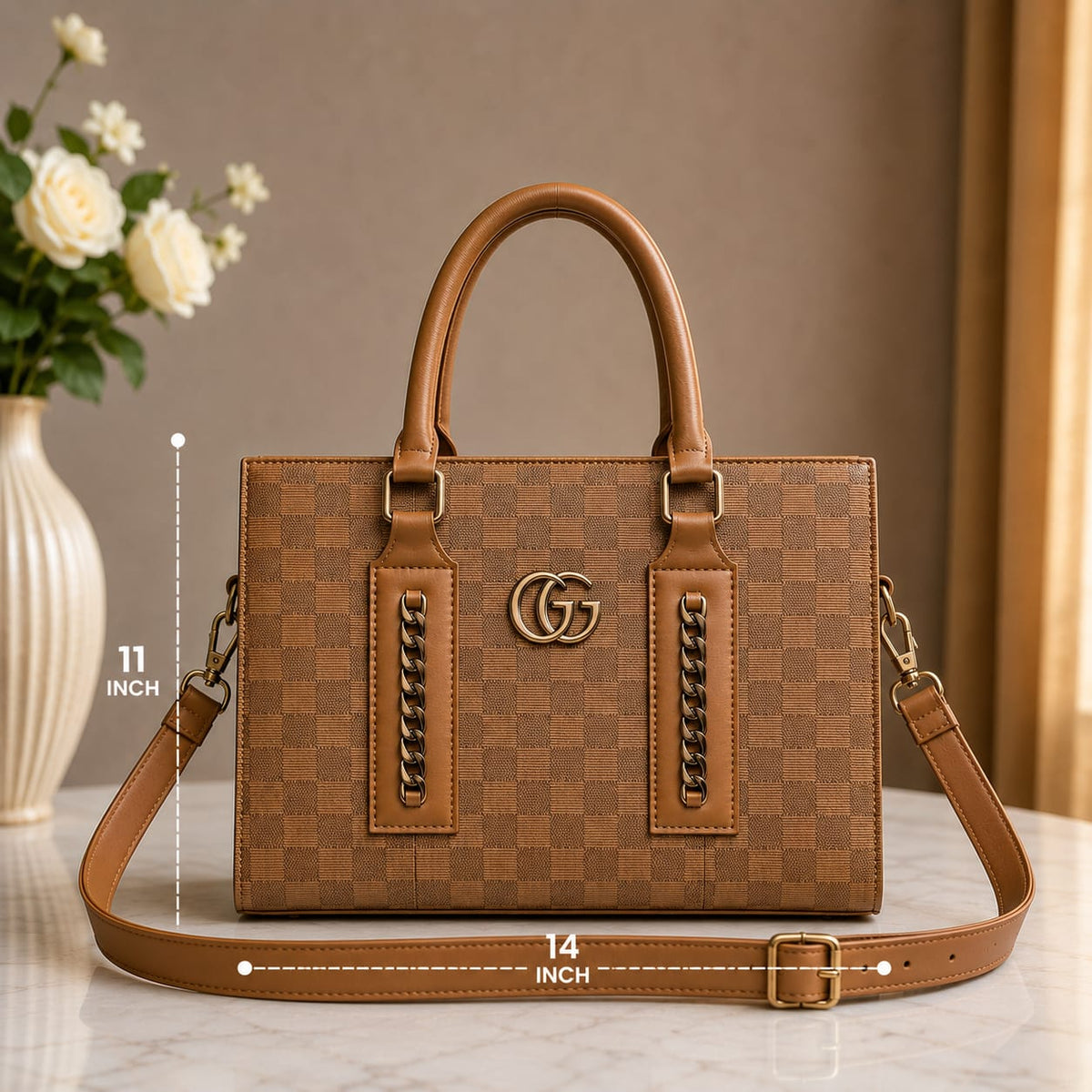 CHECKERED LARGE HANDBAG